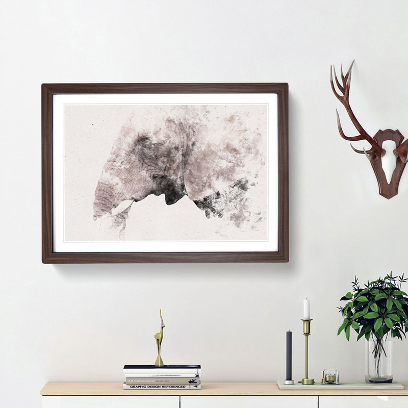 Portrait of an Elephant - Picture Frame Graphic Art Print, Walnut Framed, 62cm H x 87cm W x 2cm D