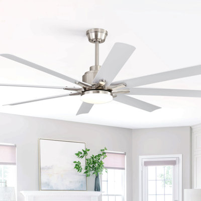 52-Inch Smart Ceiling Fan With Lights,6 Wind Speed,With 8 White ABS Blades,Voice Remote,Fan For Bedroom,Living Room,Patio,Kitchen