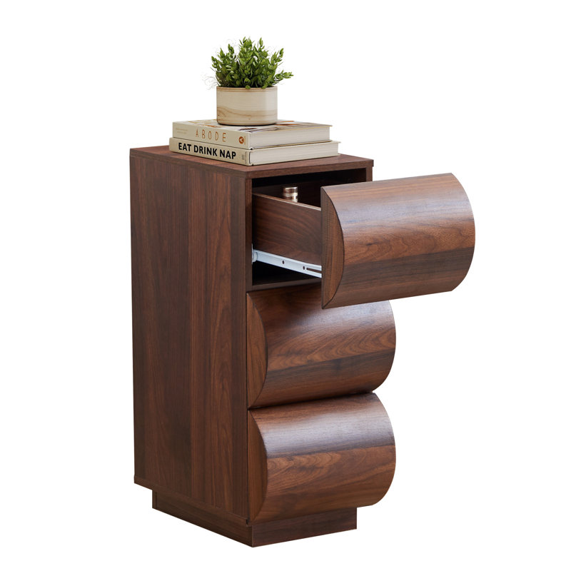 Table de bout avec 3 tiroirs, Walnut