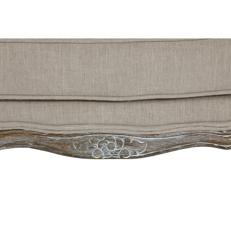 Repose-pieds Comacho de 32 po en tissu texturé traditionnel avec revêtement texturé durable, pieds en bois gris patiné