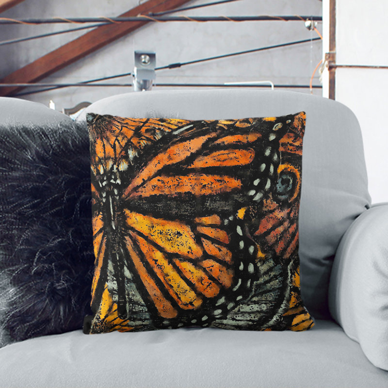 Monarch Butterflies Vol.1 Painting Square Throw Cushion, White, 40cm H x 40cm W x 15cm D
