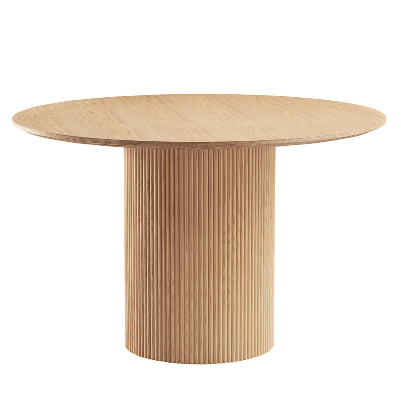 46.49 Inch Dining Table - Mid-Century Modern Charm Kitchen Small Space Round Oak Desk Top For Room, Oak