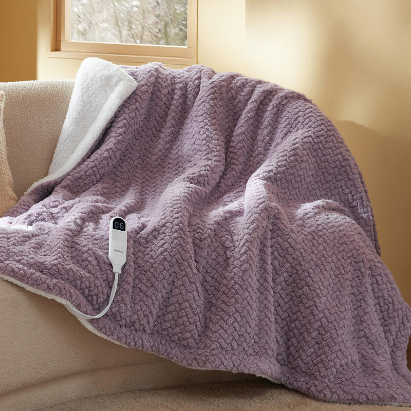 Double Stitch 100% Cotton Soft Knit Throw for Couch Geometric Pattern, Pink Striped, Twin
