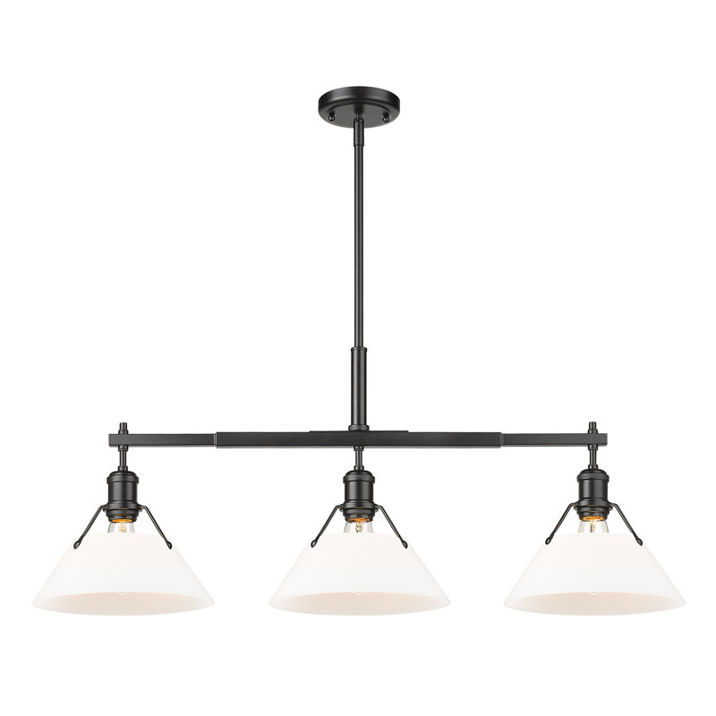 Weatherford 3 - Light Kitchen Island Pendant, Opal Glass, Matte Black