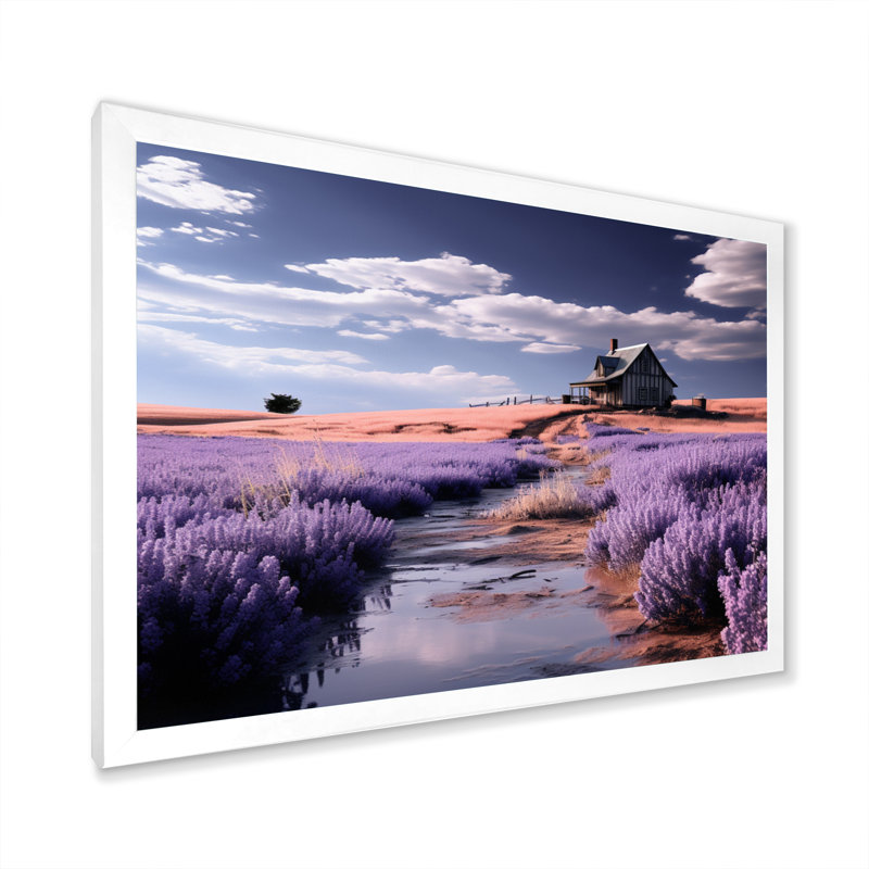 Farmhouse Lavender Abundance - Imprimé, H 12 po x l 20 po x P 1 po, Cadre simple blanc