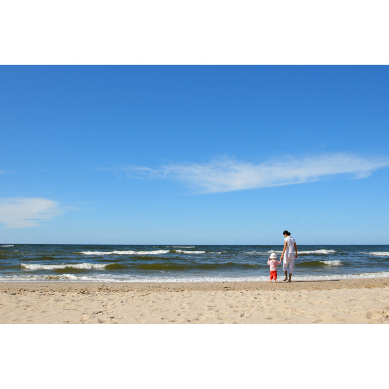 Mother With Daughter At The Beach by Zoomstudio - No Frame Print on Canvas, 61cm H x 91cm W