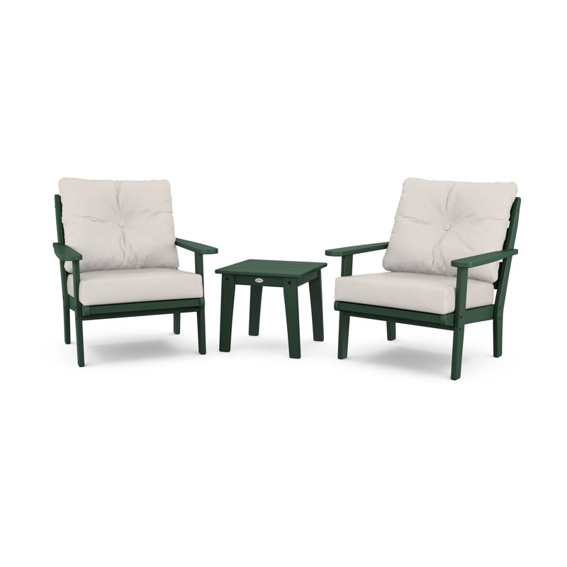 Lakeside 3-Piece Deep Seating Chair Set, Green, Cast Ash