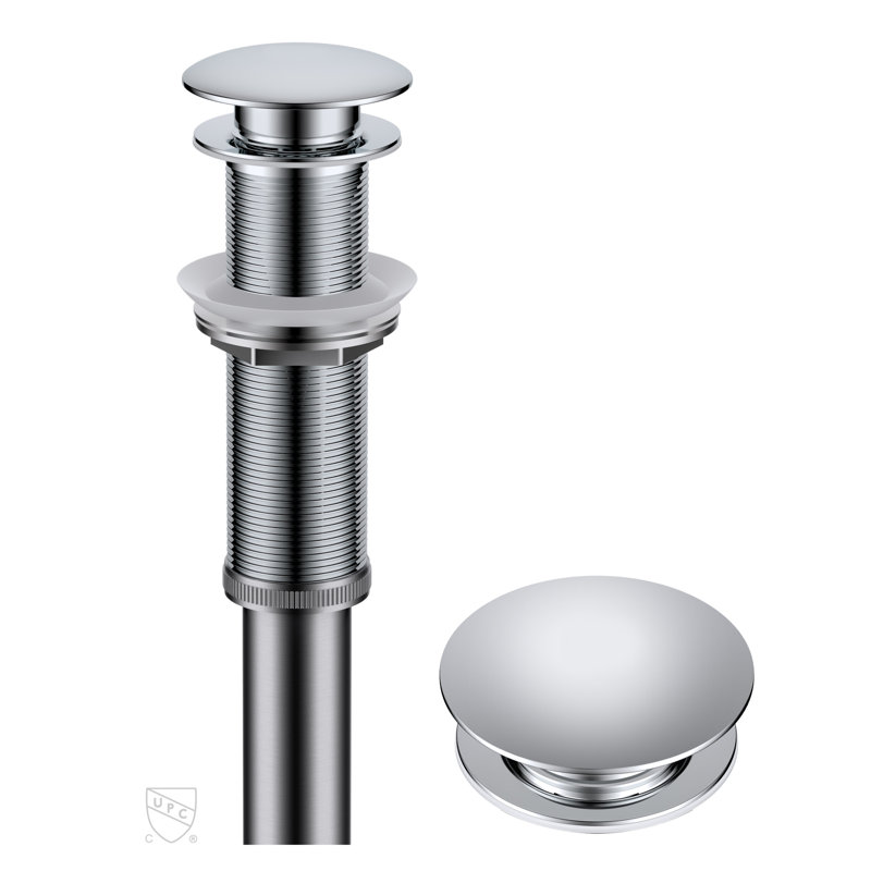 Extended Thread Pop-Up Bathroom Sink Drain, Chrome