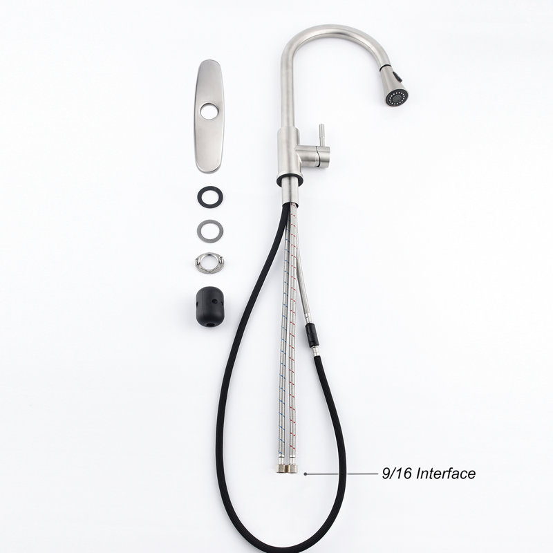 Kitchen Faucet With Pull Out Spray, Modern Design In Stainless Steel, Brushed Nickel Finish, Simple Installation Guide Nickel,