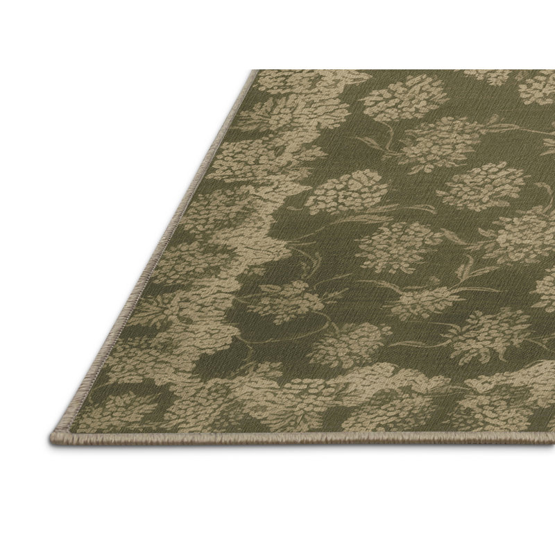 Tapis botanique brun lavable à la machine, Rectangulaire 7 pi x 10 pi