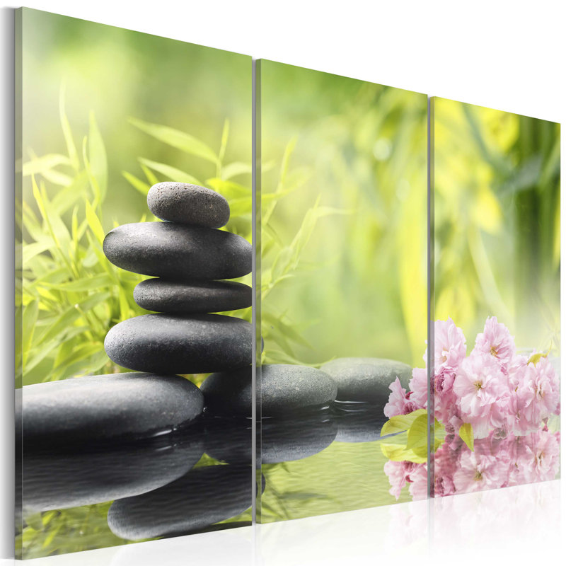 Zen Composition - 3 Piece No Frame Print on Canvas, 120 cm x 80 cm