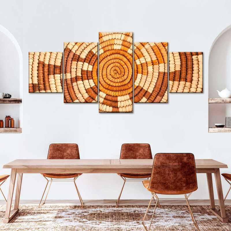 Native American Tissage - 5 pièces sur toile tendue, H 24 po x l 55 po x P 1,25 po