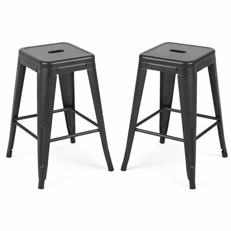 Tabouret de comptoir, tabourets de bar en métal sans dossier, Vert foncé, 4
