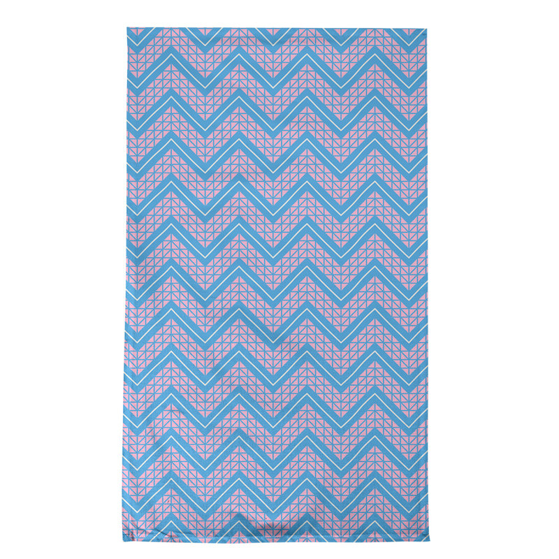 Serviette à thé à chevrons à la main Stephenie, Mauve / bleu clair / blanc, Polyester sergé