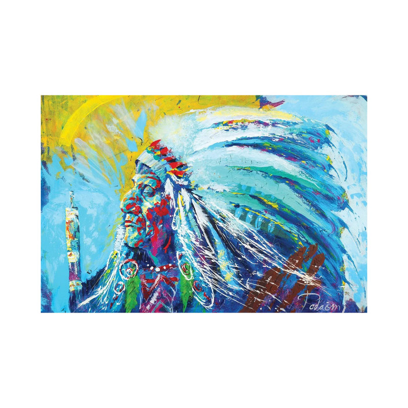 Native American by Tadaomi Kawasaki - Wrapped Canvas Painting, 30.48 cm H x 45.72 cm W