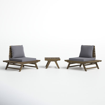 Cason Acacia 2 - Person Patio Conversation Set with Cushions