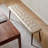 Brown - Toned Oak Dining Bench With Khaki Leather Cushion, High Wear , Multifunctional For Living Room Upholstered Filler, And Living, 17.72 In