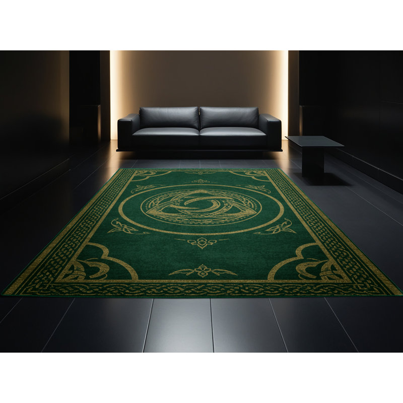 Soft Plush Feemster St Patties Modern & Contemporary Abstract Area Rug in Green – Green Binding, 5x8