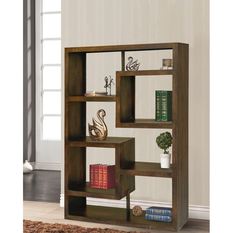 Quinton 175cm H x 120cm W Solid Wood Standard Bookcase, Dark