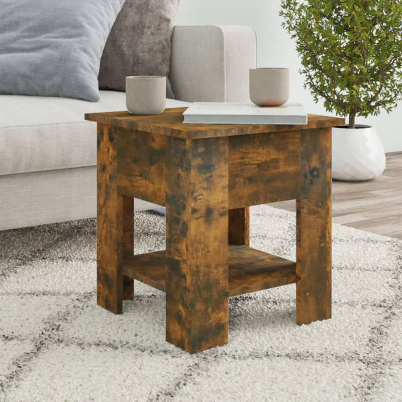 Coffee Table 40x40x42 cm Engineered Wood, Black/Brown Oak