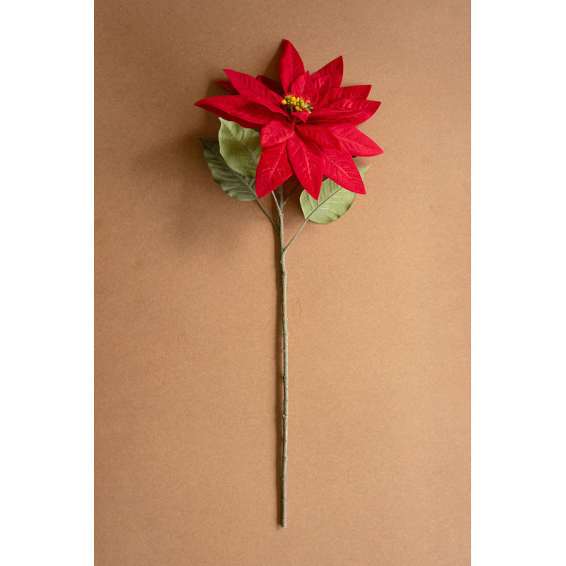  Tige de poinsettia artificielle rouge pour décoration intérieure - fausse tige florale de Noël, 31 po (ensemble de 6)