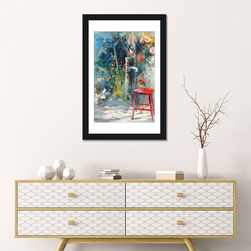 « silent jardin », impression sur toile, Papier beaux-arts encadré noir, Blanc, H 24 po x l 16 po x P 1 po