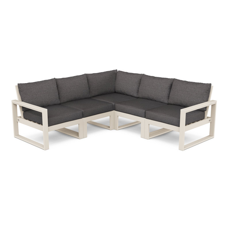 Ensemble de conversation pour 5 personnes avec coussins, Gris anthracite cendré, Sable