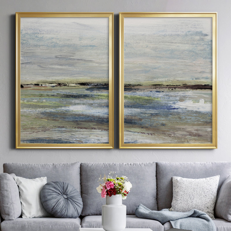 Wetlands I - 2 pièces, H 26,5 po x l 73 po x P 1,5 po, Or