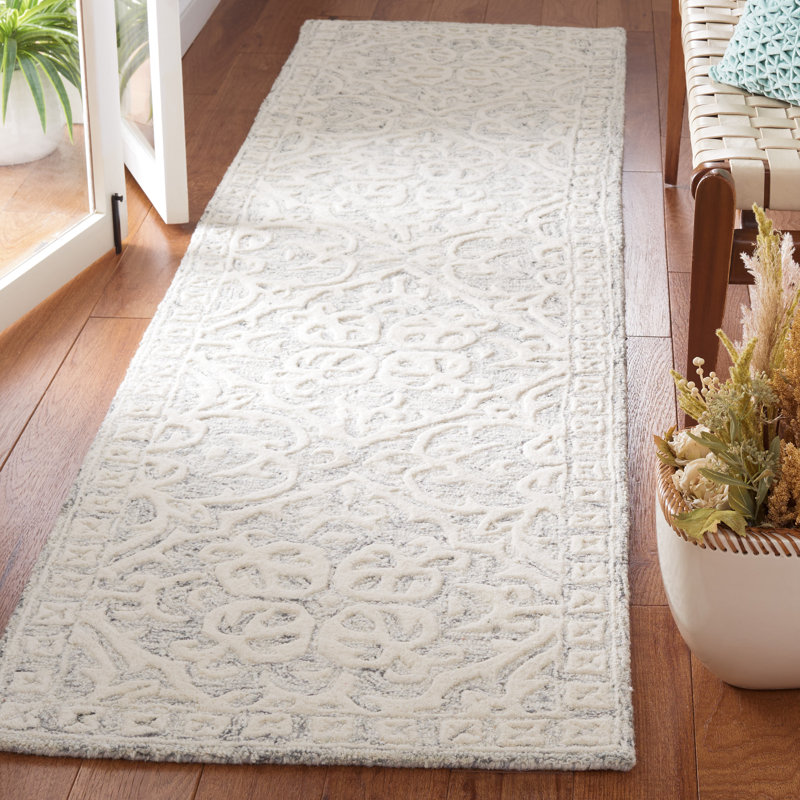 Durnan Hand Tufted Wool And Cotton With Latex Floral Rug, Runner 2'3" x 9'