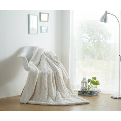  White Faux Fur Throw Blanket - Sherpa Backside