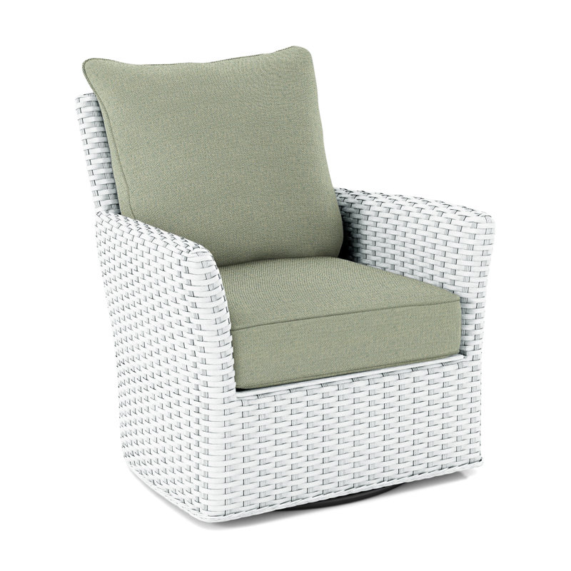 Lanai Upholstered Swivel Armchair, Green Performance Fabric; 0851-54, Frost White