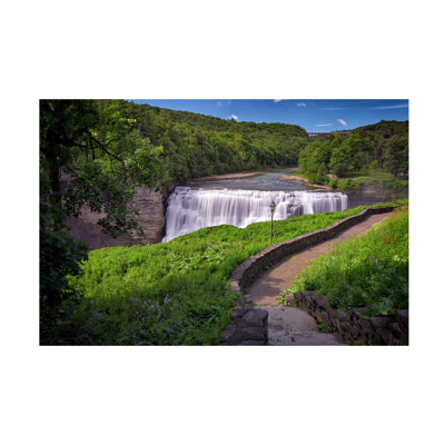 Wrapped Canvas Wall Art - Rick Berk 'Middle Falls of Letchworth' Wall Art for Living Room, Bedroom, or Office Décor - 16x24