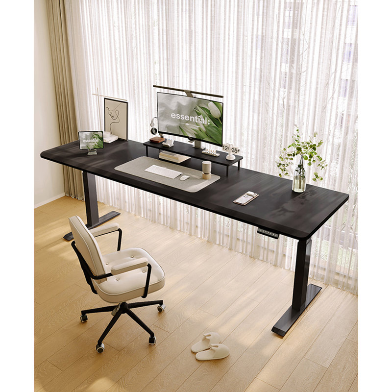 Bureau électrique en bois massif à hauteur réglable, H 25,59 po x l 55,12 po x P 27,56 po