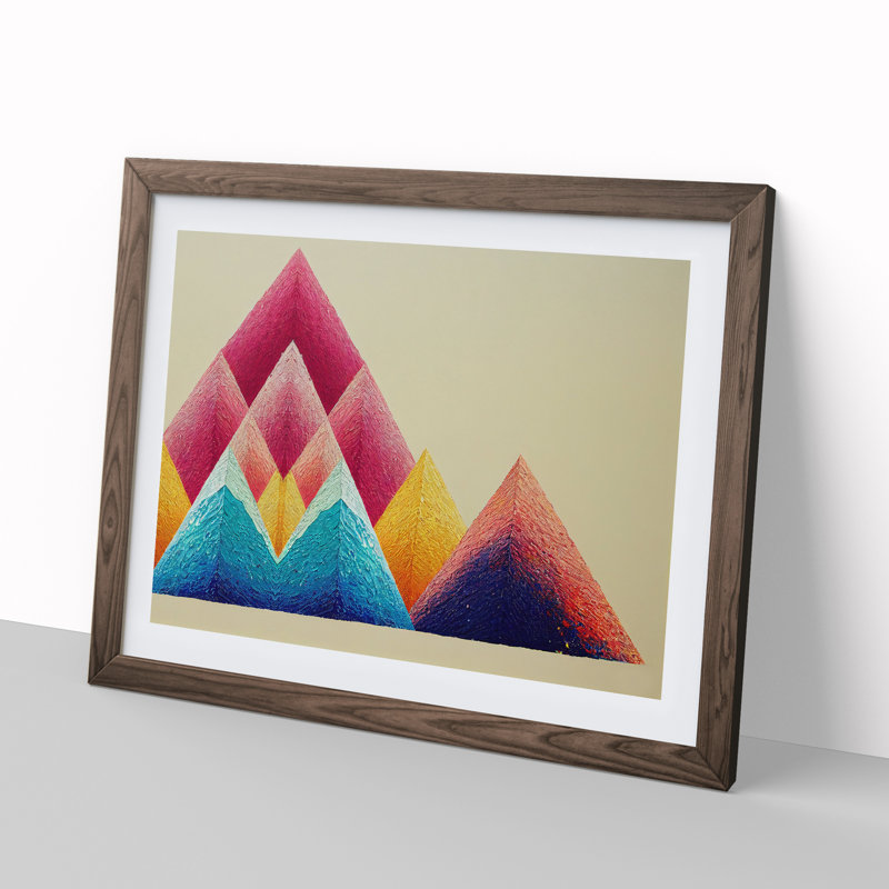 Geometric Pyramids Vol.6 Abstract - Framed Print, 46cm H x 64cm W x 2cm D, Walnut