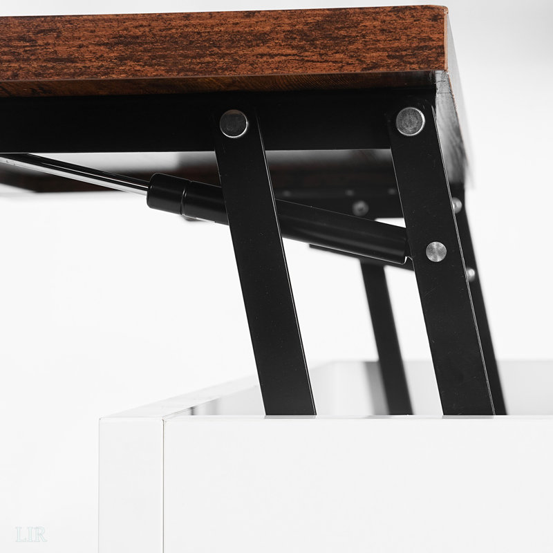 Table basse de 31,5 po x 31,5 po, table de salle à manger multifonctionnelle à plateau relevable, table centrale carrée en bois avec compartiments cachés
