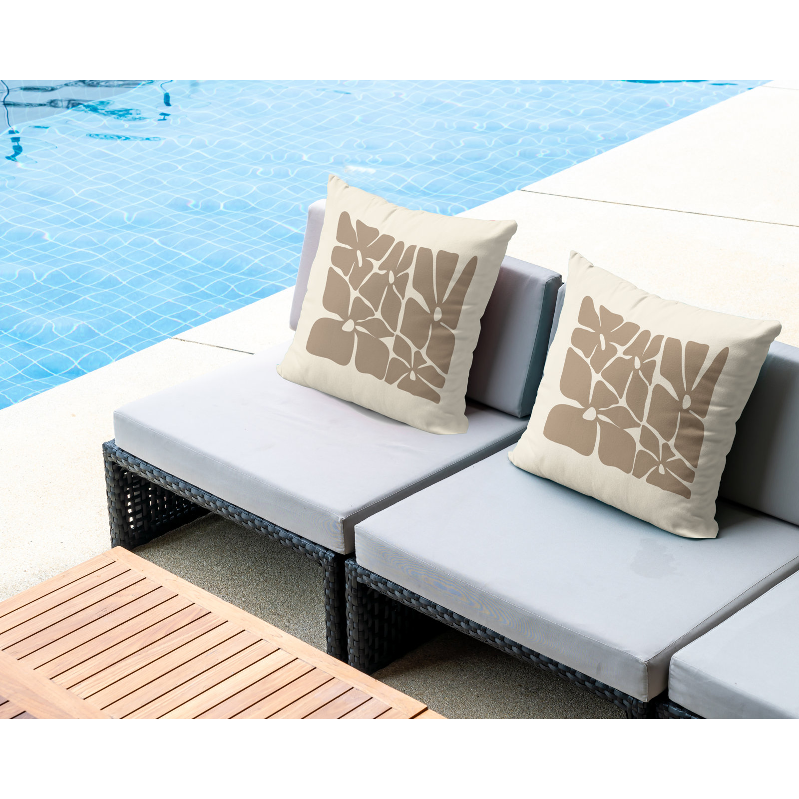 Polyester Throw Pillow, Beige, 15W" x 15H"