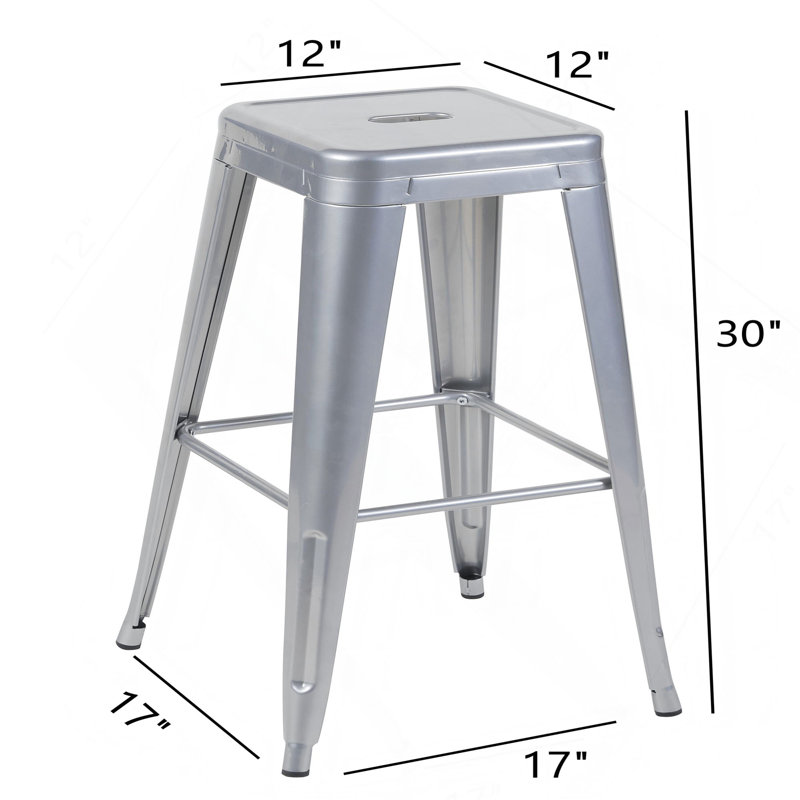 Tabouret à hauteur de comptoir de 30 pouces, ensemble de 2 tabourets de bar en métal sans dossier, non empilable, amovible et facile à assembler, conception peu encombrante pour îlot de cuisine / bar / café / salle à manger