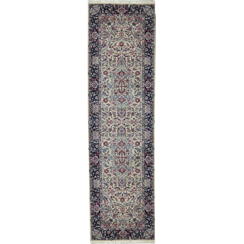 Wool Oriental Area Rug in Beige/Light Plum/Green