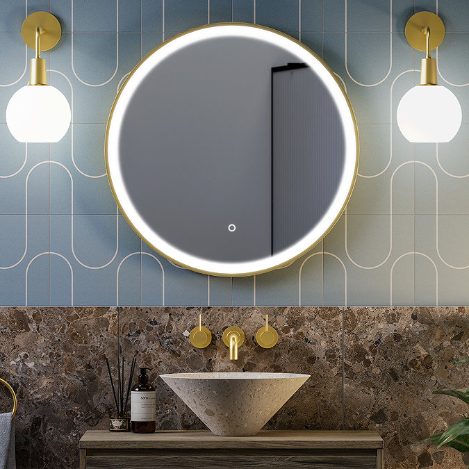 Aluminium Round Mirror, Brushed Gold
