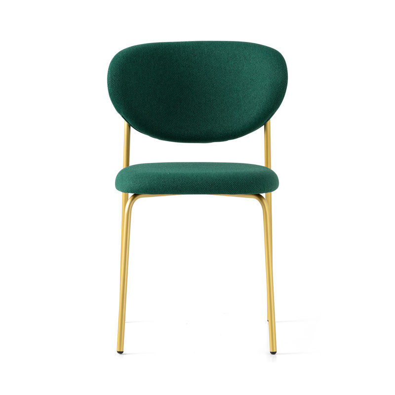 Cozy Upholstered Chair with Metal Frame, Painted Brass, Taupe