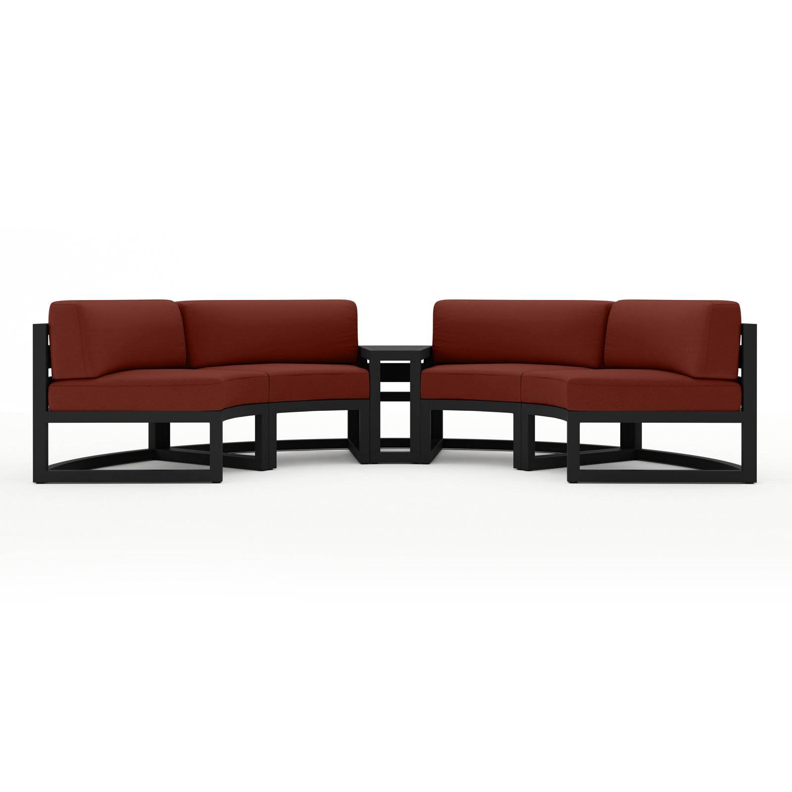 Bergeron Outdoor Curved Patio Sectional with Sunbrella Cushions, Canvas Henna Sunbrella® Canvas, Black