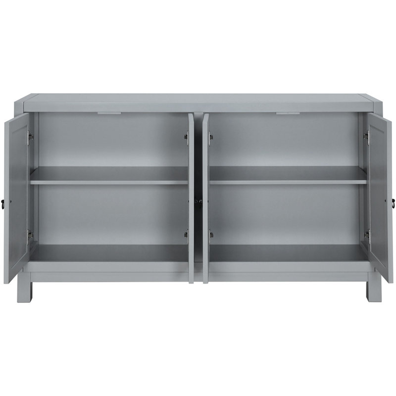 Cedrina Large Storage Space Sideboard, 4 Door Buffet Cabinet with Pull Ring Handlest,Office Credenza, Gray