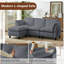 Canapé modulaire rembourré moderne en L en chenille pour salon, canapé 3 places avec repose-pieds gris-129226041