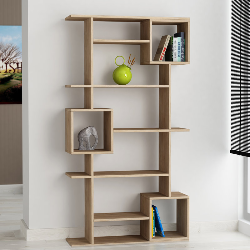 Pearson 6-Tier Freestanding Bookcase with Open Compartments, Oak