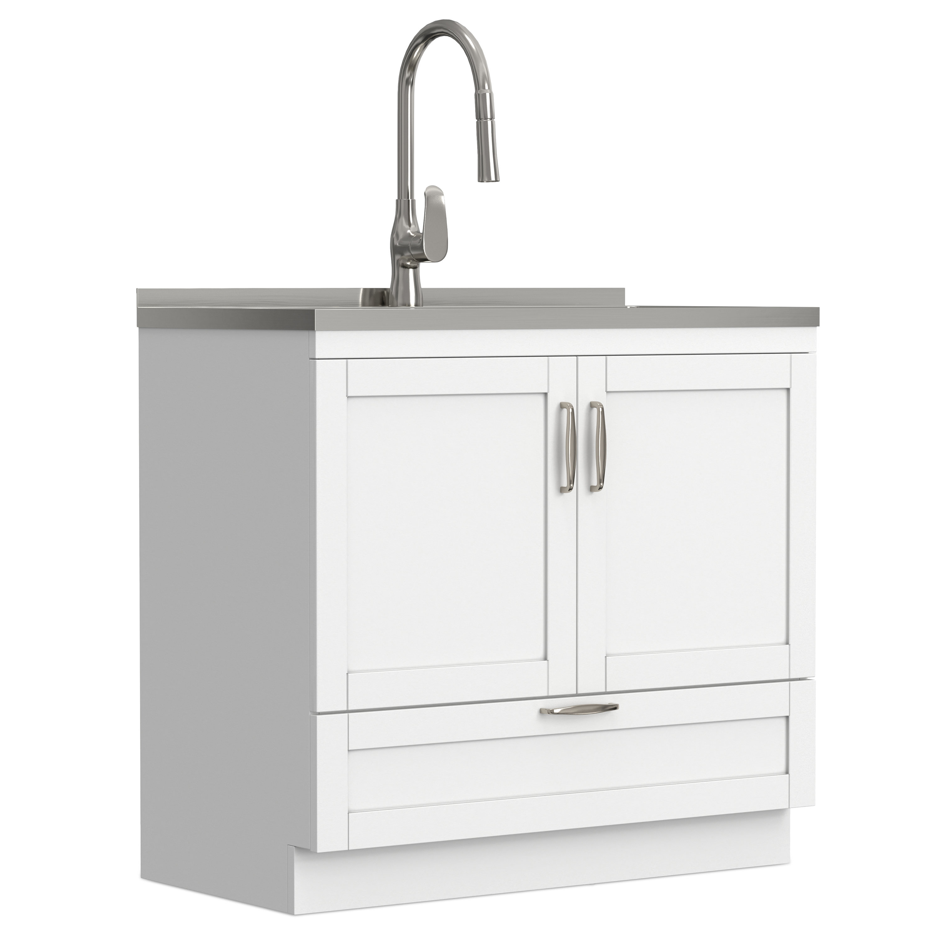 Simpli Home Reed All-In-One 36-inch Laundry Utility Sink and Cabinet ...