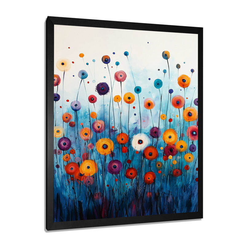 Carncastle - salon d'art mural floral, H 20 po x l 12 po, Picture Framed, Noir, noir, noir, noir