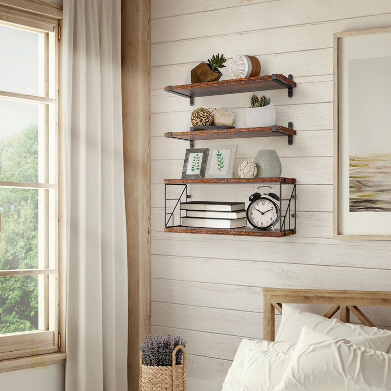 Sihi Floating Shelf, Dark Brown Wood