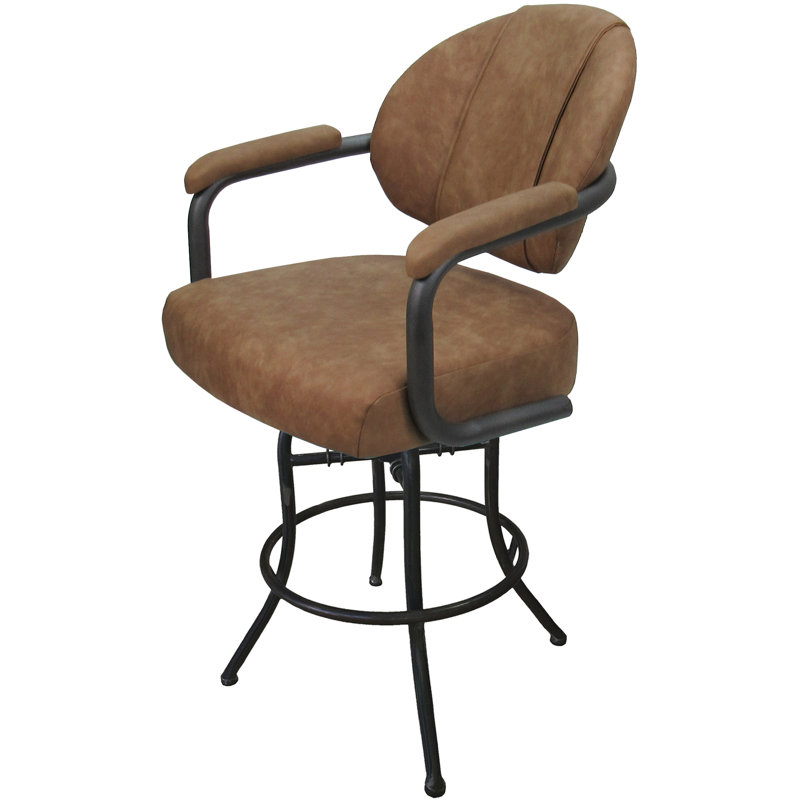 Tabouret de comptoir pivotant rembourré avec structure en métal Pompton, Vinyle brun, Blanc