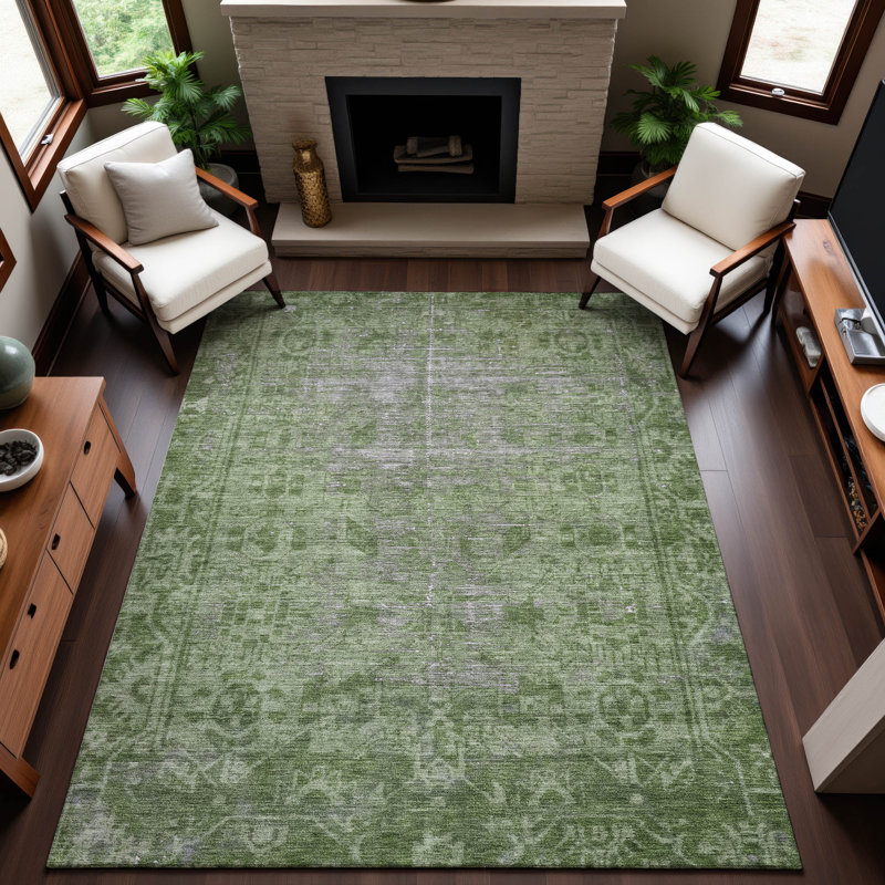 Premium Machine Washable Larock AMF1228 Global Rug, Rectangle 8' x 10'