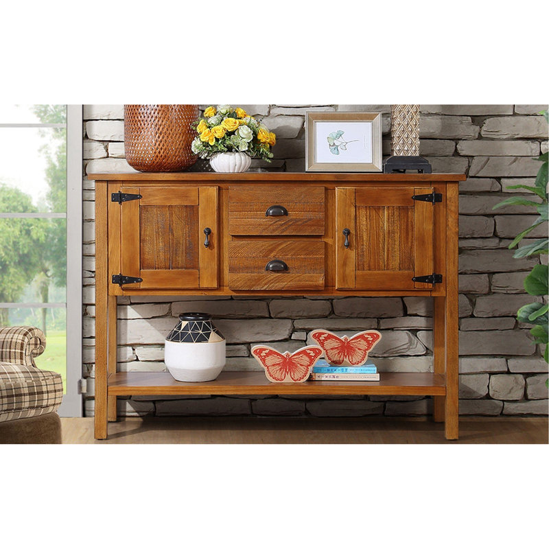Console en bois massif, 48 po, élégante et élégante, pour différentes pièces - Buffet de chambre brun 48 po, design rétro,